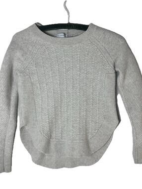 White and Warren 100% cashmere sweater  Mixed Knit Quiet Luxury Curved Hem Sz S